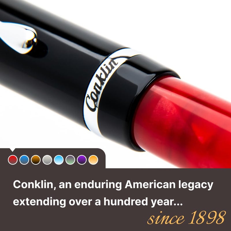 Conklin Duragraph Fountain Pen Red Nights - Fine Nib, Luxury Writing Instrument with Bold Red Finish - Image 4